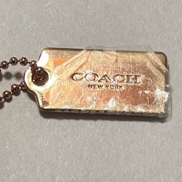 Coach Blush Tea Rose Flower Keychain with Gold Tag - Picture 7 of 9